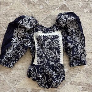 Sea New York navy and White Paisley Blouse